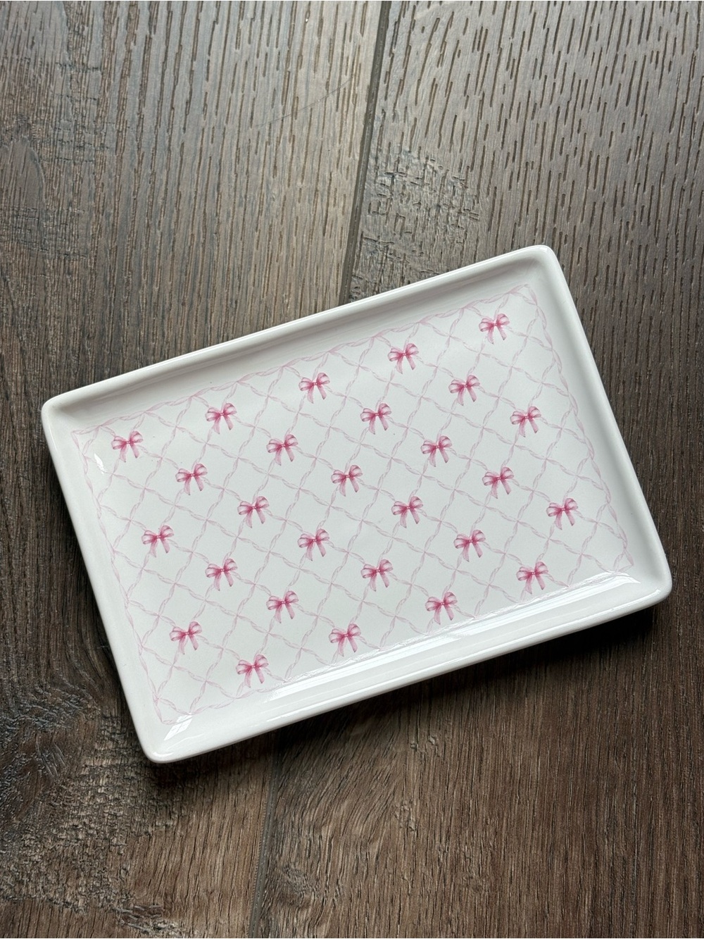 Coquette pink bows jewelry dish